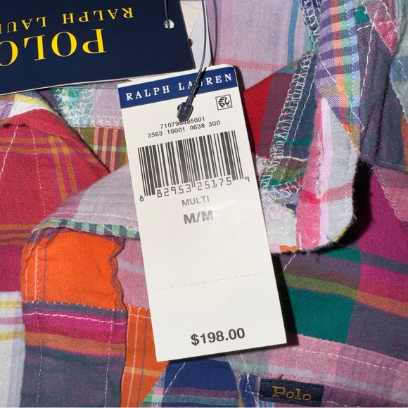 Polo Ralph Lauren Cotton Madras Classic Fit Patchwork Pearl Snap Button Shirt - Picture 7 of 12